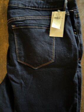 Old Navy Men's Slim Straight Dark Blue Jeans with Contrast Stitching